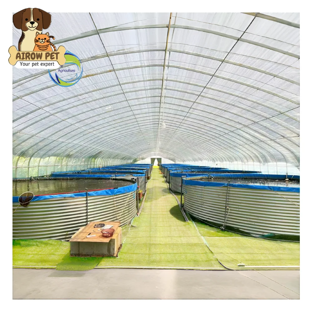 AIROW Galvanized Talipia Fish Tanks Farm Aquaculture Plastic Round Fish Farming Tank Large Scale Open Fish Ponds