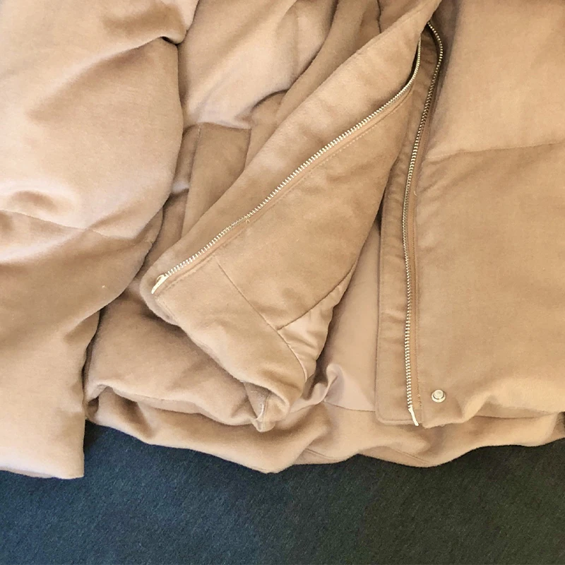 여성을 위한 가을, 겨울 새로운 스타일 실크 캐시미어 후드 다운 재킷, 패셔너블하고 다재다능하며 따뜻하고 편안합니다.