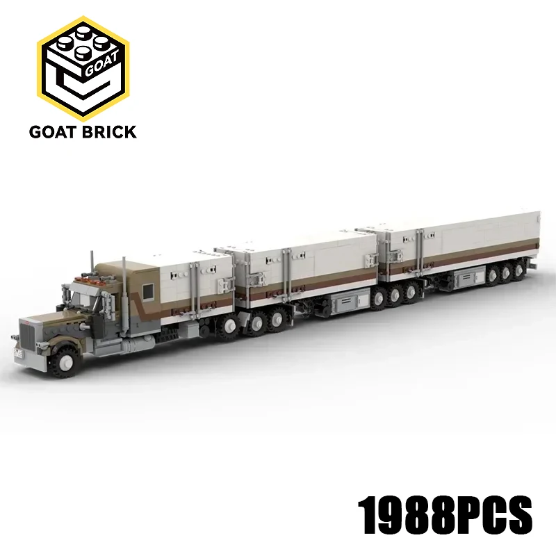 

Moc Building Bricks City Car Model Custom B-Double Cargo Truck Technology Modular Blocks Gifts Christmas Toys DIY Sets Assembly
