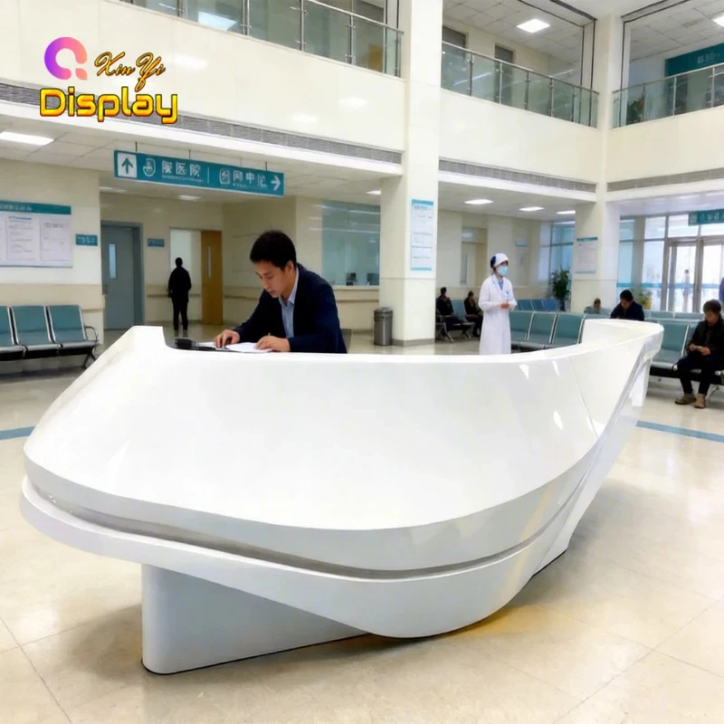 custom.XINYI Modern Curved Reception Desk Hospital Nurse Station Bank Lobby Welcome-Heavy Duty High Quality Cus