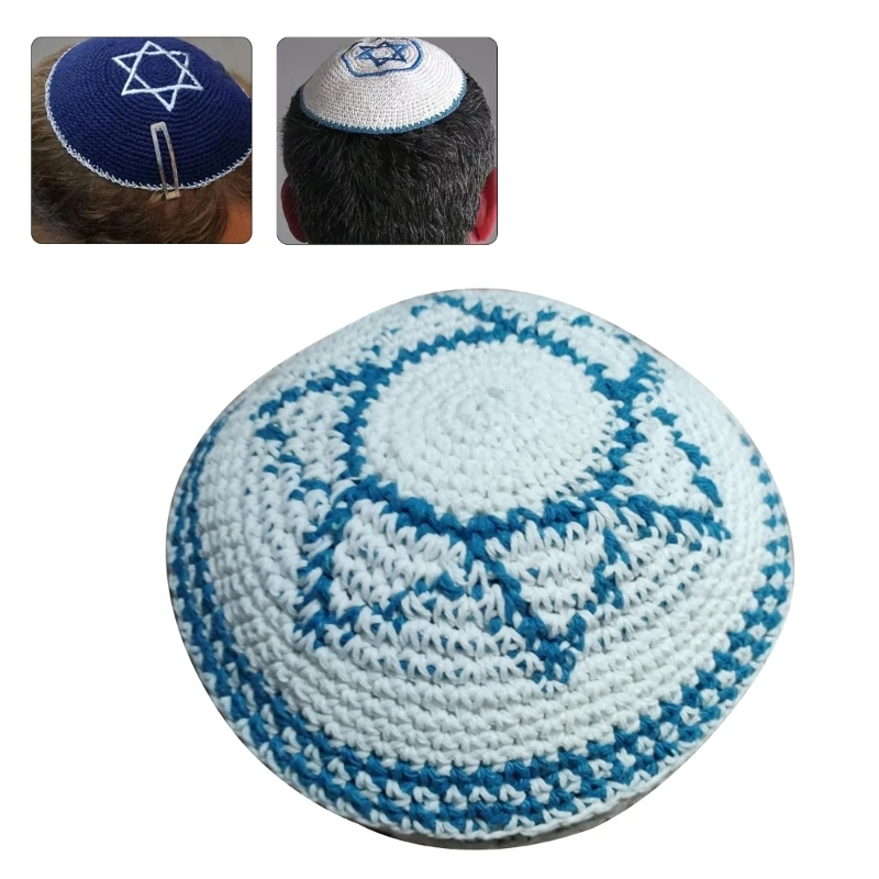 Modern Unisex Kippah Hat White Cotton for Jewish Fashionable Outfits