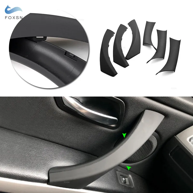 

For BMW 3 Series E90 E91 316 318 320 325 328i 6pcs LHD Car Door Handle Panel Pull Cover ABS Black Interior Accessories Decor