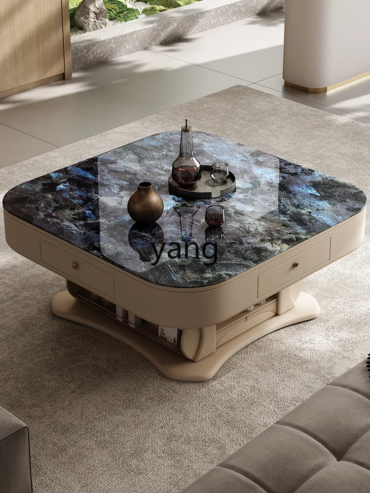 Yjq， Coffee Table Mahjong Table Machine Double-Use Lifting Stone Plate Household Small Apartment High-End Modern