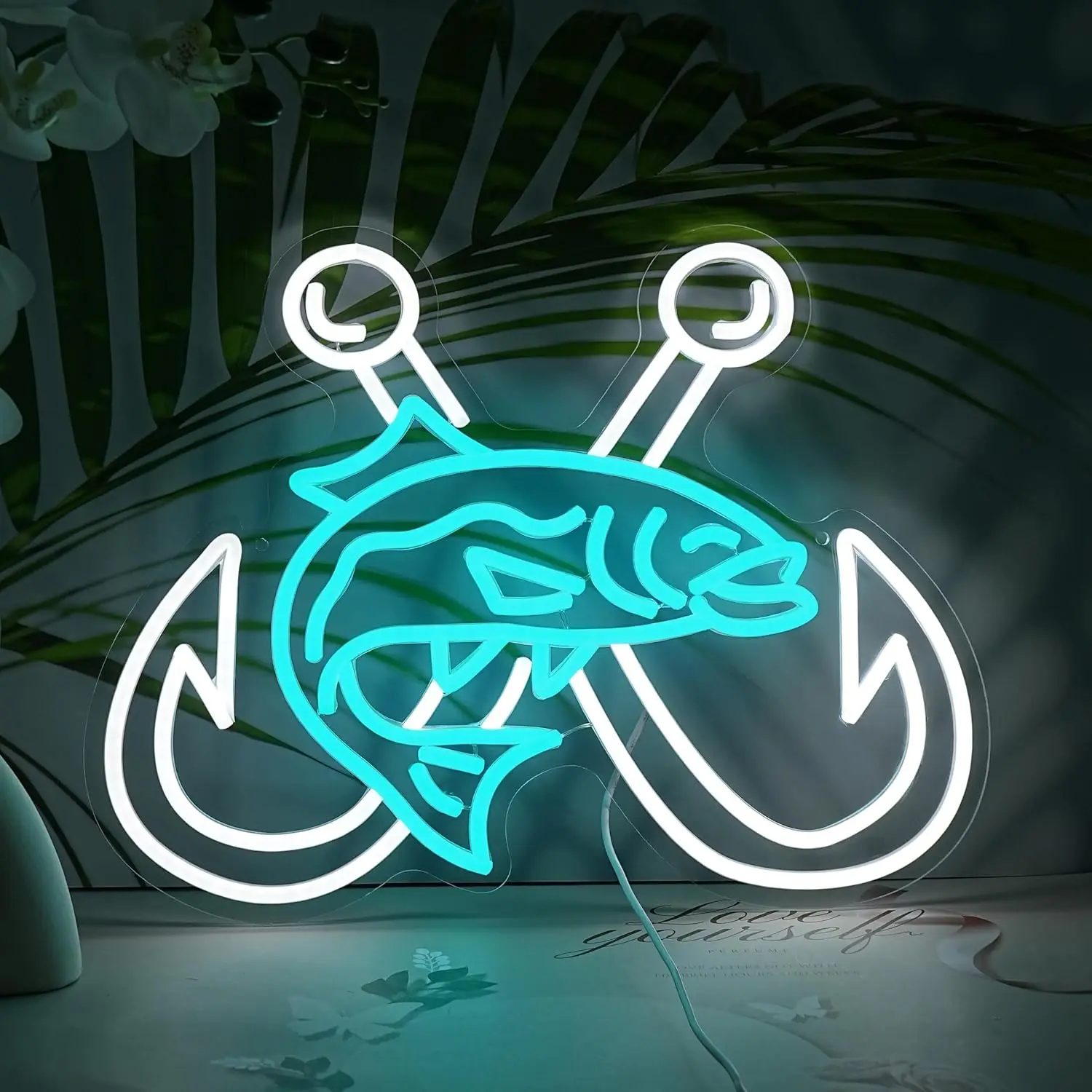 

Crossed Fish Hooks Neon Sign USB Dimmable LED Neon Light for Fishing Gear Store Yacht Man Cave Club Home Decoration Gift