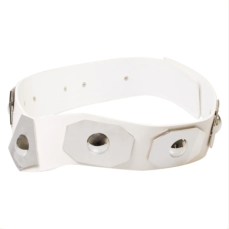 Ceinture Leia en Faux Cuir Blanc pour Cosplay, Accessoires de ixd'Halloween, Cloche d'Attache Réglable pour Femme