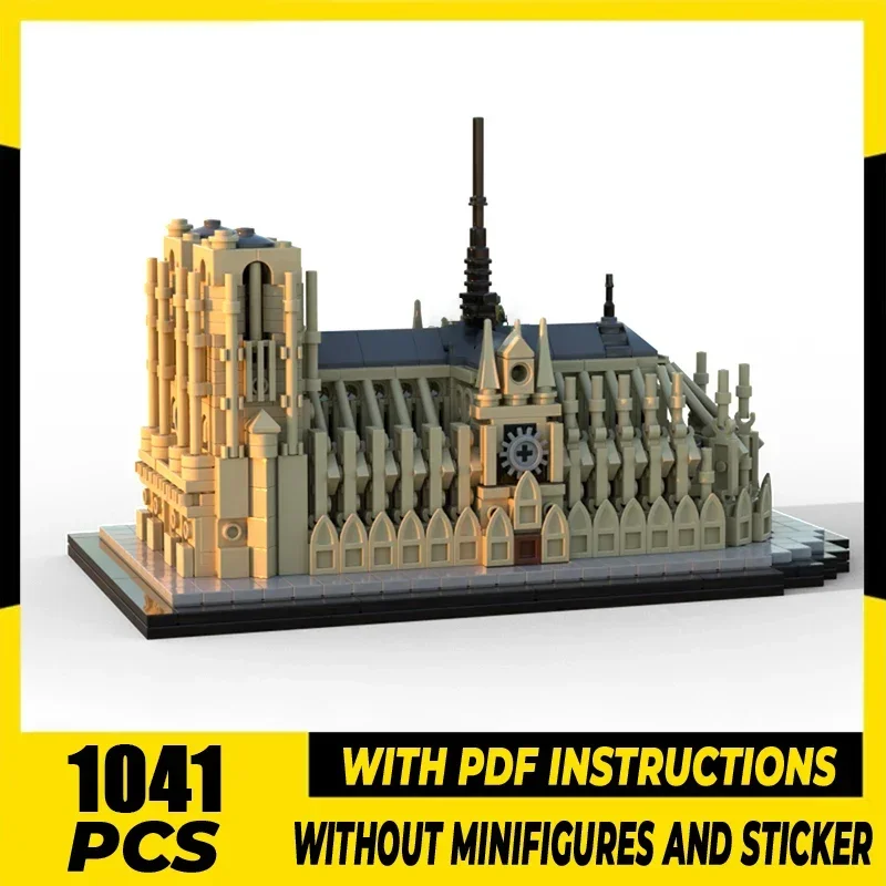 

Street View Model Moc Building Blocks Notre-Dame of Paris Model Technology Brick DIY Assembly Construction Toy Holiday Gifts