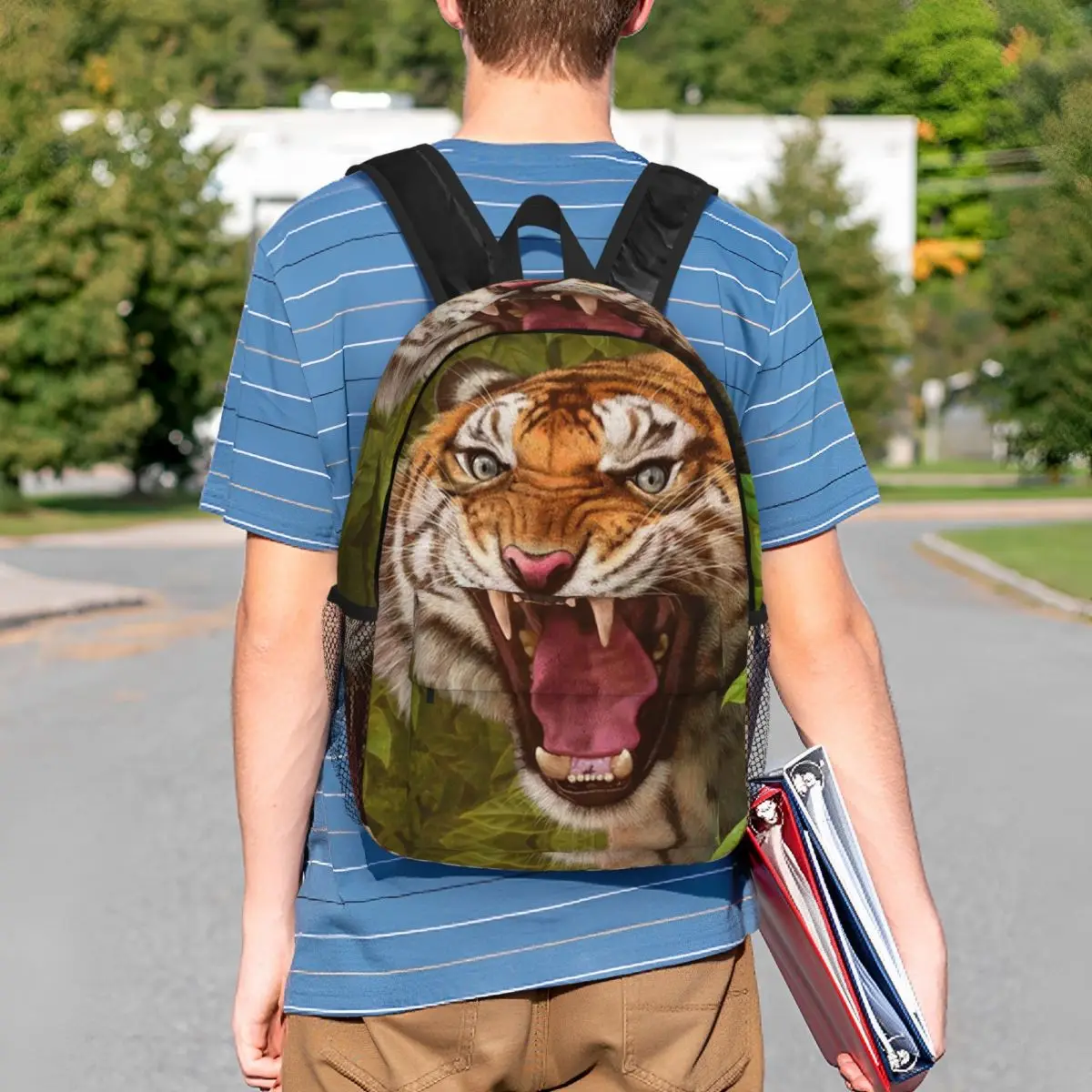 Fierce Tiger Roars Realistically Backpack Student BookBag Kids School Bag Laptop Shoulder Bags for Men Women