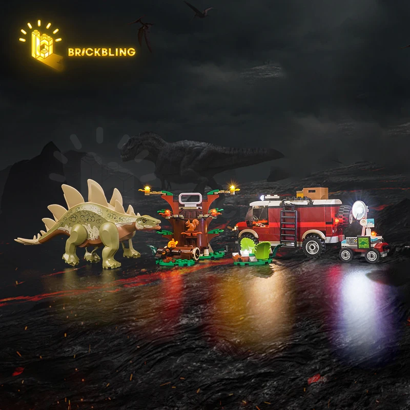 Brick Bling LED Light Modelo 76965, Adequado para Stegosaurus, Presentes Discovery Block, Incluindo Apenas Acessórios de Iluminação