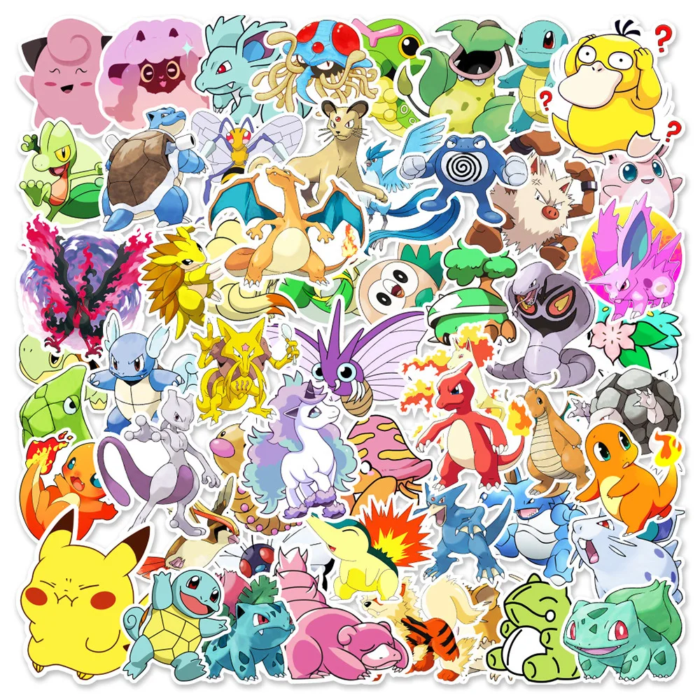 10/30/50pcs Cute Pokemon Anime Stickers Kawaii Pets Elf Decals DIY Phone Water Bottle Stationery Fun Graffiti Sticker Decoration