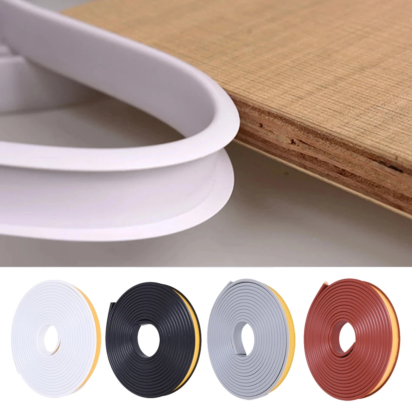 5M Self-Adhesive Edge Banding Tape Furniture Wood Board Cabinet Table Chair Protector Cover U-Shaped Silicone Rubber Seal Strip