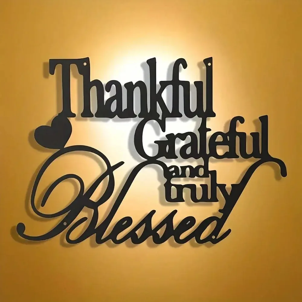 CIFBUY Metal Wall Art Grateful Heart Rustic Farmhouse Decor for Home Office Cafe Gift Indoor