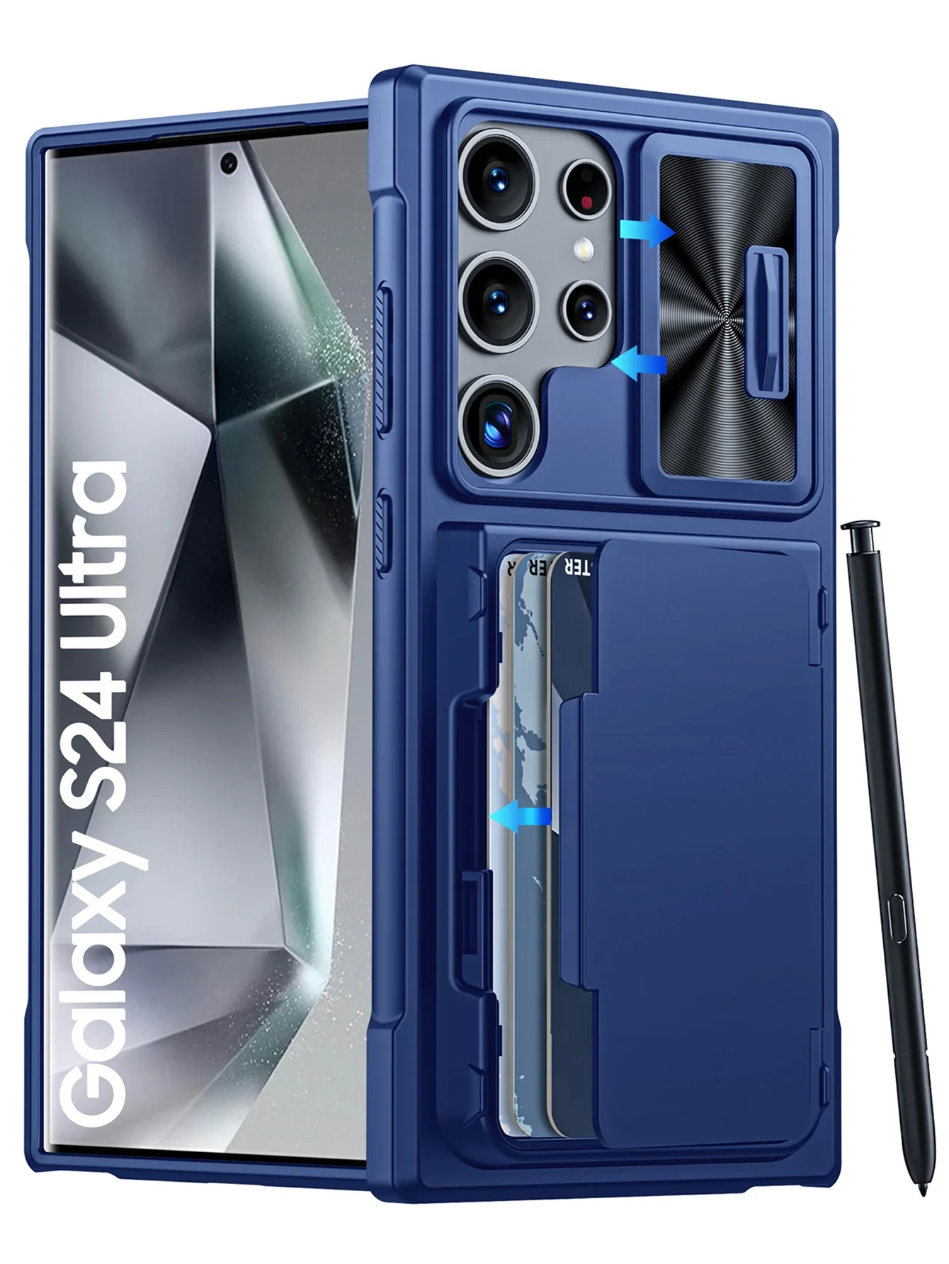 

for Samsung S24 Ultra Phone Case,with Full Coverage TPU & Camera Case Holder & Shockproof Phone Case-Blue