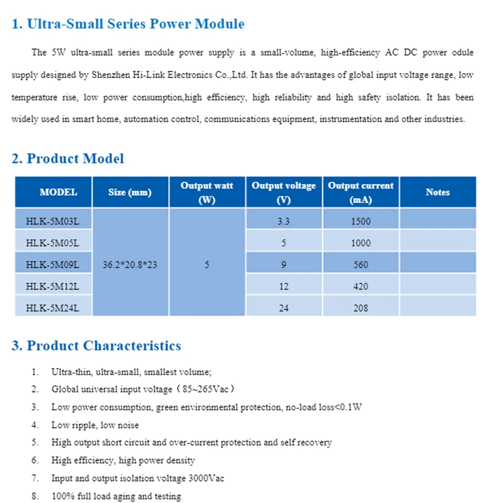 하이링크 신제품 HLK-5MxxL 220V/110V에서 5V 1A 5W로 변환하는 AC DC 스위칭 절연 전원 공급 모듈 스텝 다운 5M05L 호환