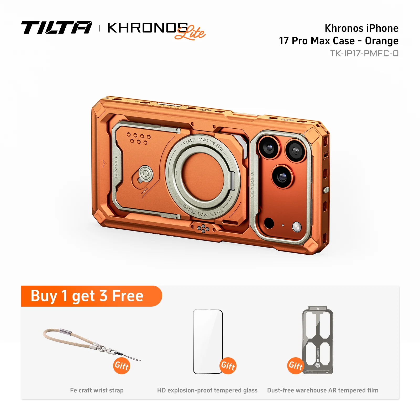 TILTA Khronos Classic 17 Pro/Pro Max Gaiola de vídeo móvel para iPhone 17 Pro / Pro Max Ultimate kit com placa traseira magnética Muti