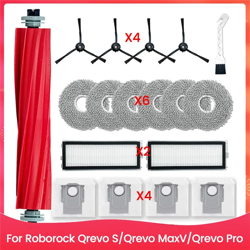 الترويج! مجموعة ملحقات لأجزاء المكنسة الكهربائية Roborock Qrevo S/Qrevo Maxv/Qrevo Pro فرشاة جانبية رئيسية مرشحات Hepa أكياس الممسحة
