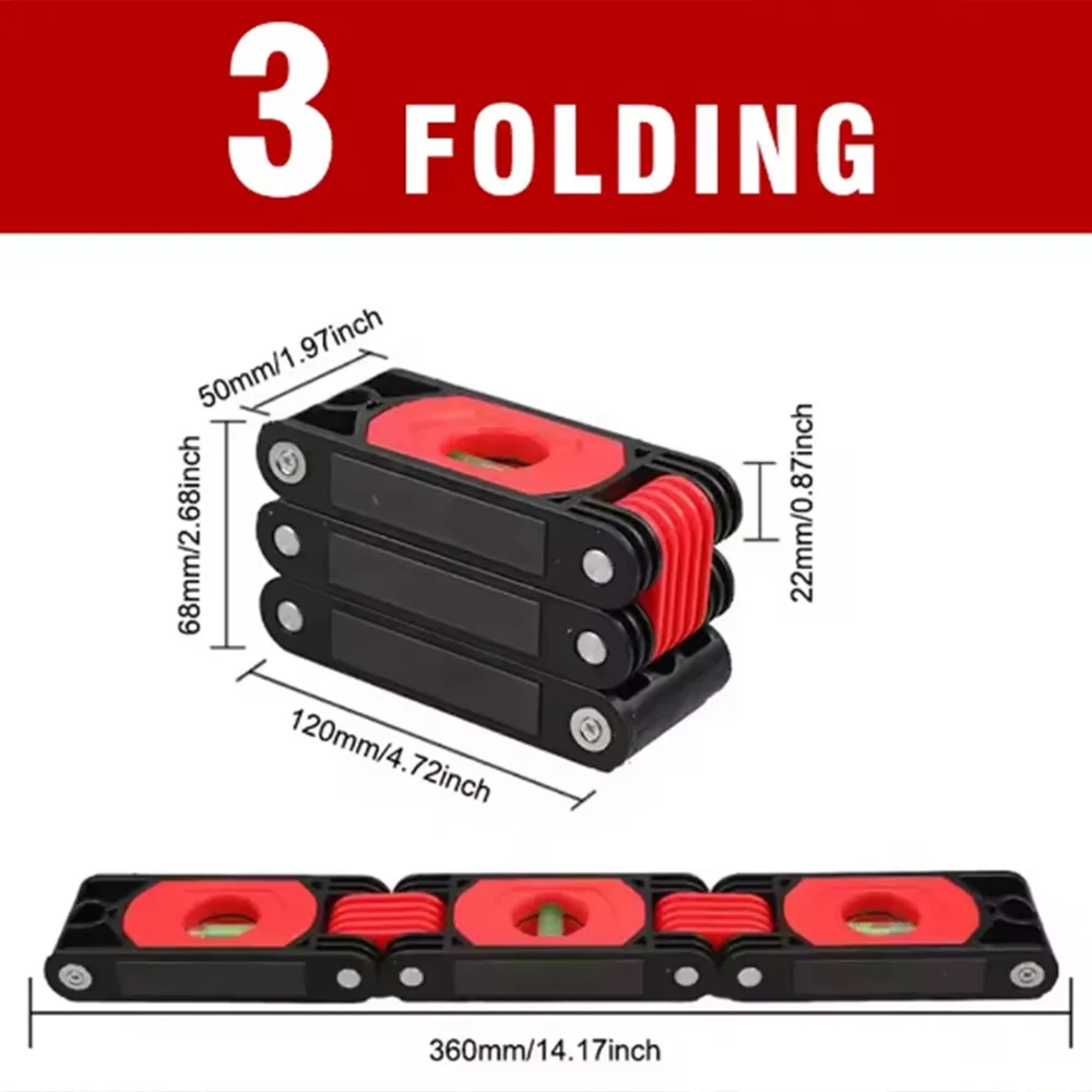 High Precision Folding Horizontal Ruler Multi-angle Strong Magnet Foldable Protractor Multi-function Practical