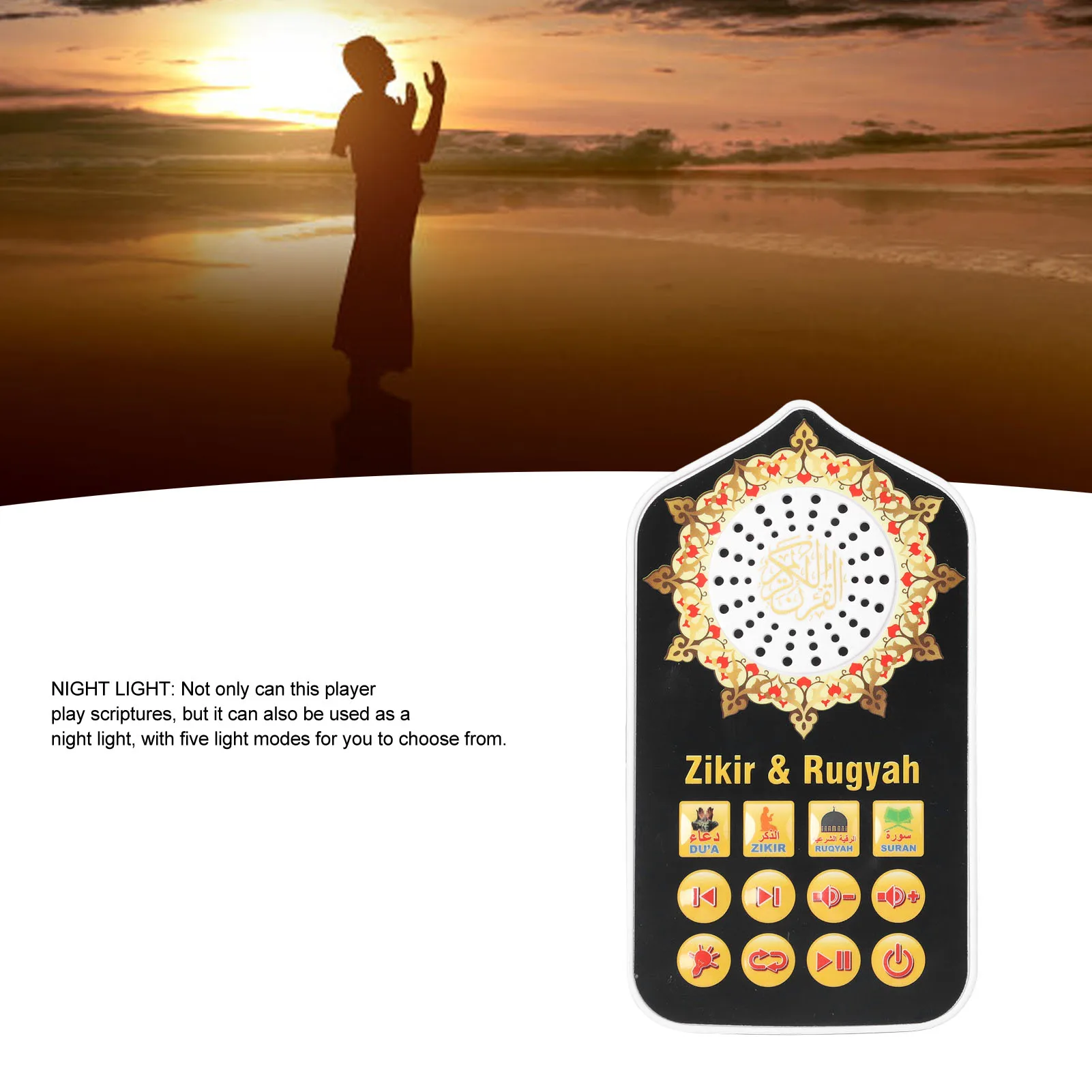 ZK20 Islamic Hymn Audio Speaker Night Light Arabic Quran Audio Player with 140 Scriptures