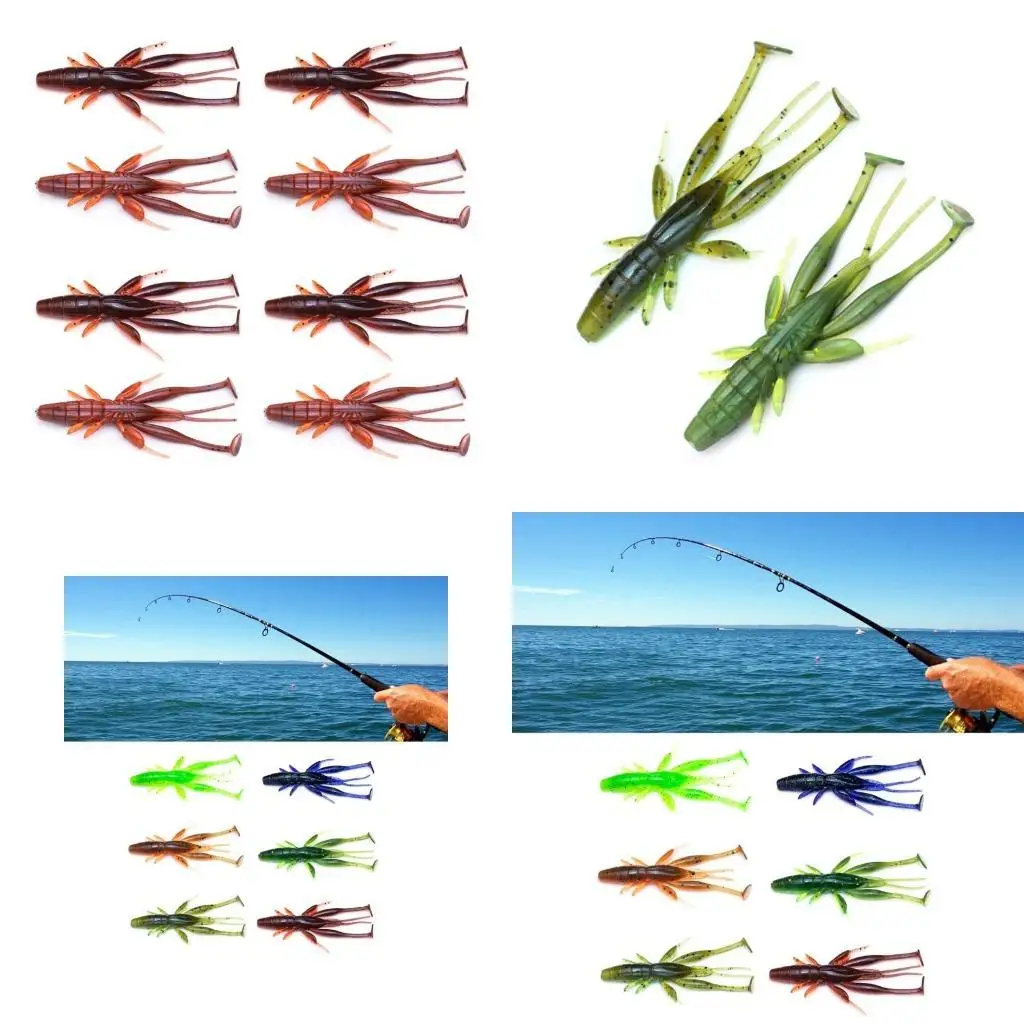 

Y1UC 8 PCS Fishing Crawfish Lure Soft Shrimp Baits Lure Artificial Lure Swimbait Soft Plastic Lures for Freshwater Saltwater