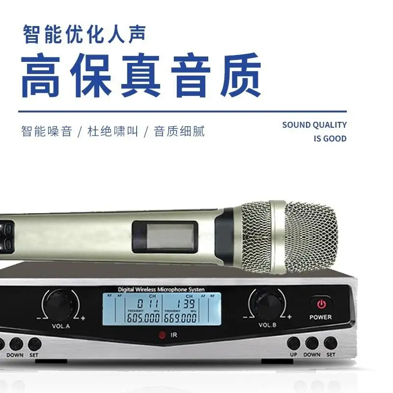 Wireless One with Two Microphone Professional Karaoke for KTV Home Wedding Stage