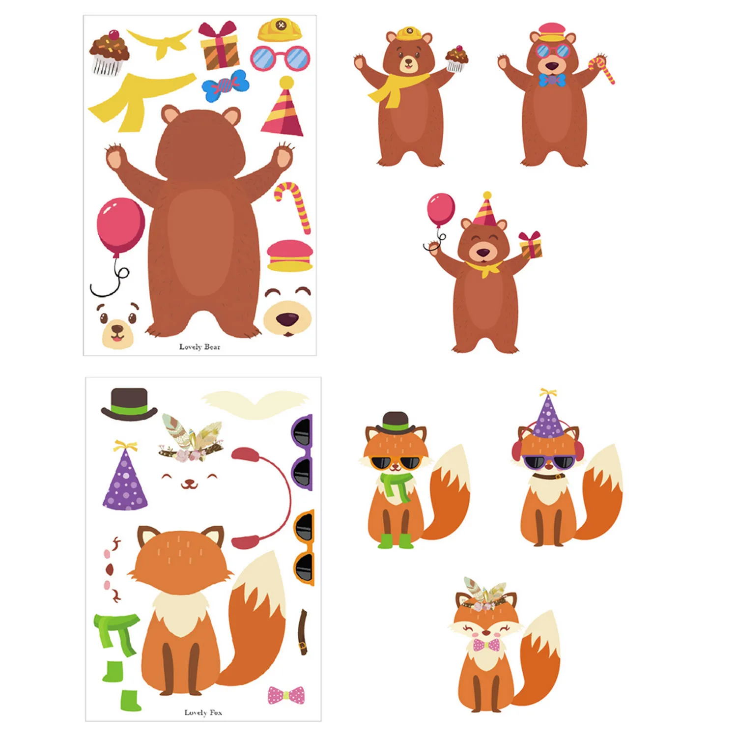 24 Sheets Animal Stickers Bulk DIY Make Your Own Sticker Zoo Themed Birthday Party Favors Games Supplies for Children Kids