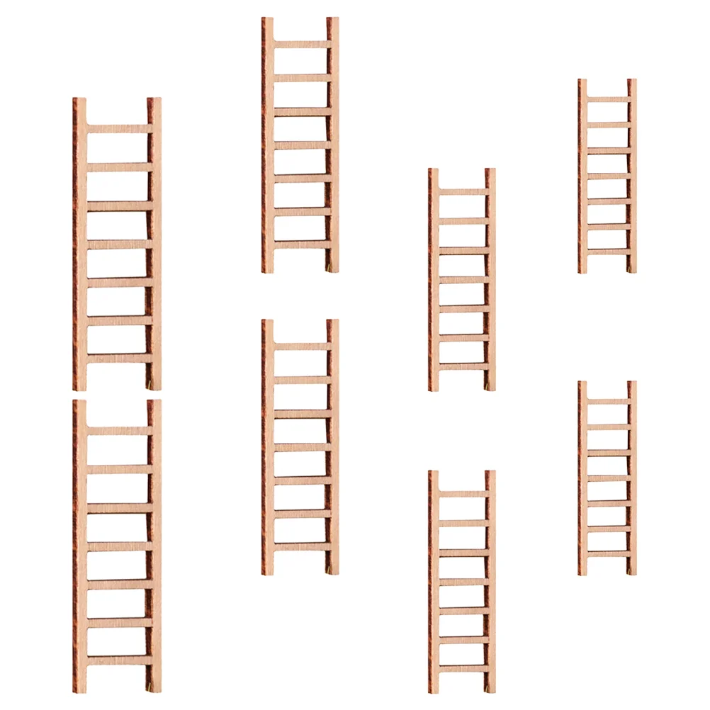 

8pcs Mini Wooden Ladders Furniture Garden Ornament Ladder DIY Dollhouse Micro Landscape Decor dollhouse Ladder