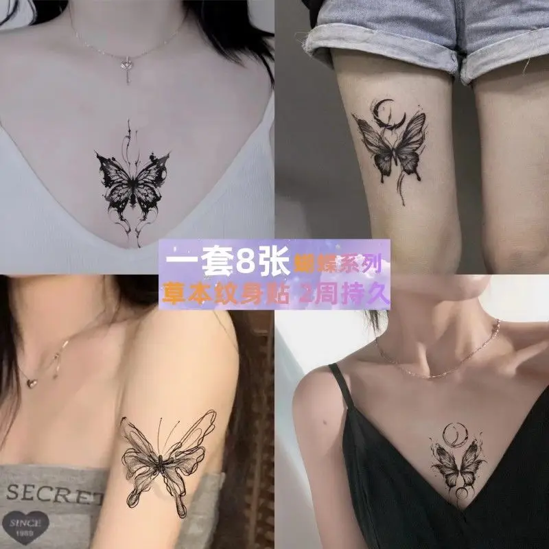 Butterfly Temporary Tattoos Sticker Women Waterproof Fake Tattoo Cartoon Pink Tatoo Festival Cute Tatto Stickers Set Cheap Goods