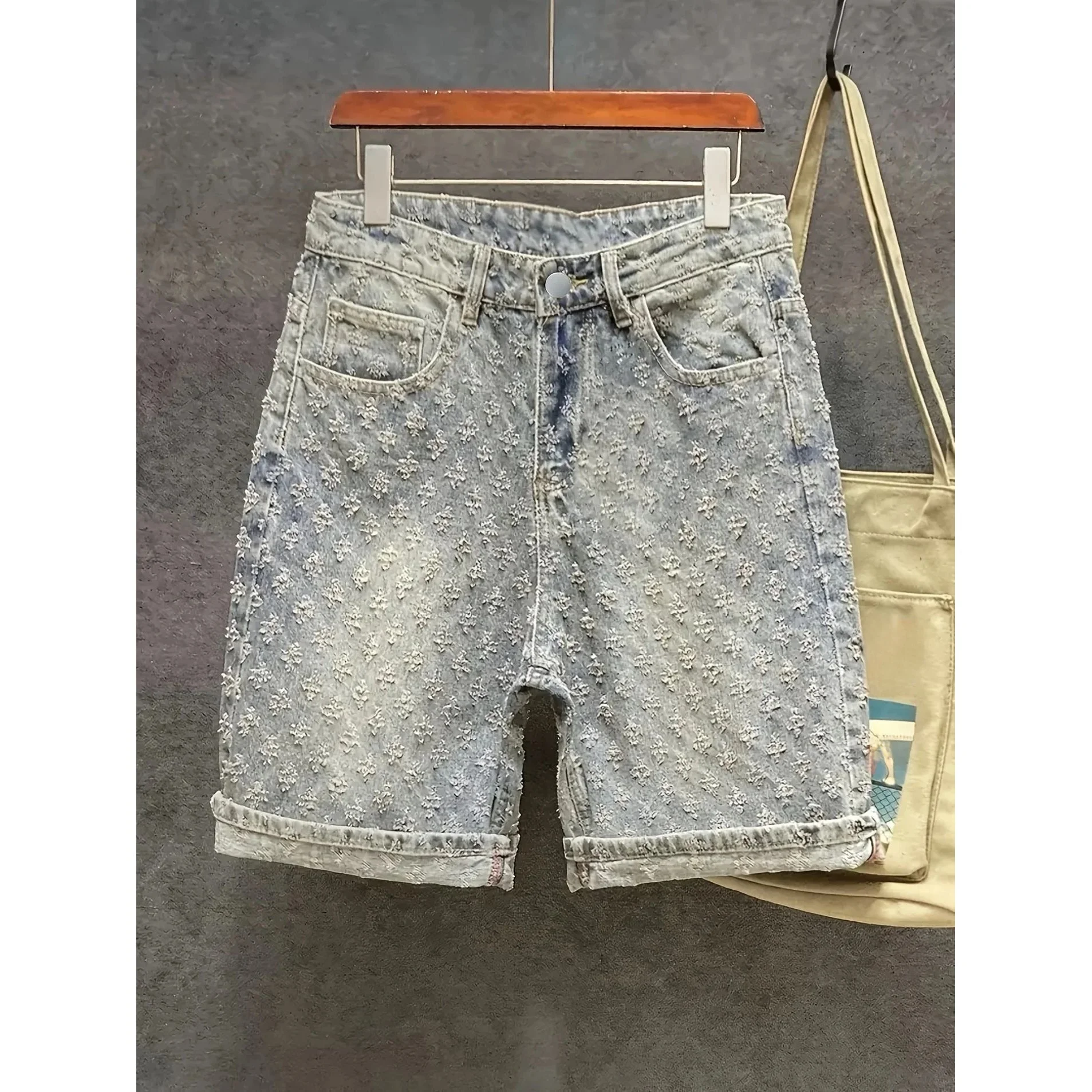 

High Street Trendy Ripped Denim Shorts for Men plus Size a Comfortable Fit Casual Shorts Ideal for Daily Wear