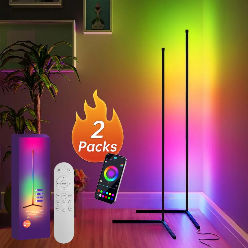 2PC/1PC LED Floor Lamp, 160CM/63IN RGB Corner Lamp Works with APP/Remote Control, Smart Corner Light with 16 Million DIY Colors,