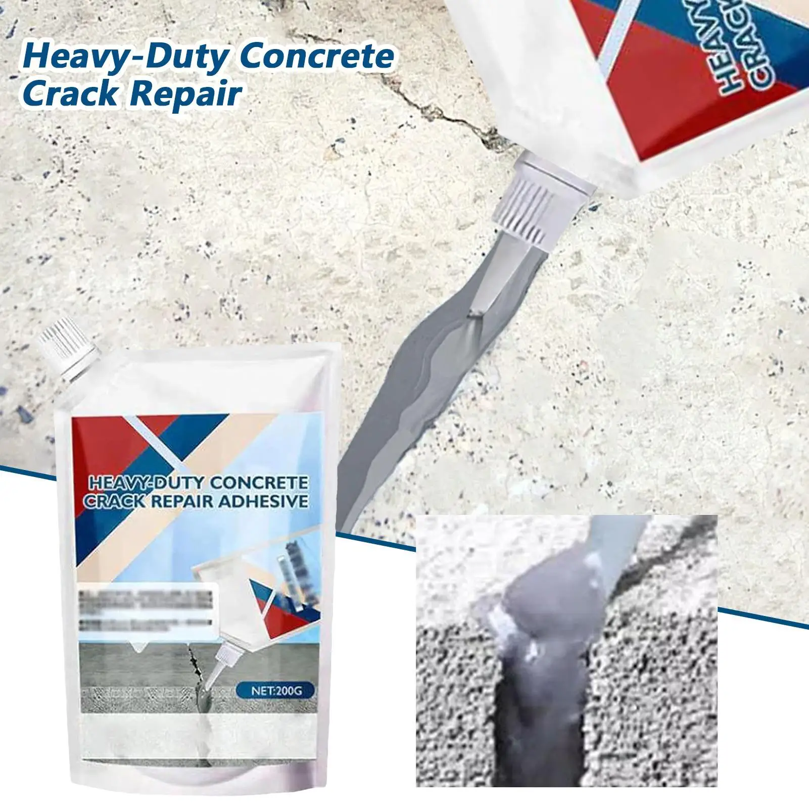 Concrete Crack Filler Self-Leveling Concrete Slab Repair Sealant Quick-Drying Self-Leveling Caulking Glue Heavy Duty Slab