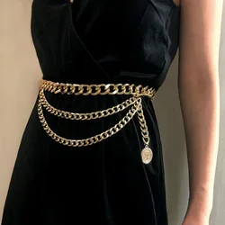 Tassel Gold Chain Belt For Women Dresses Designer Brand Luxury Punk Fringe Silver Waist Belts Female Metal Golden Dress Belt