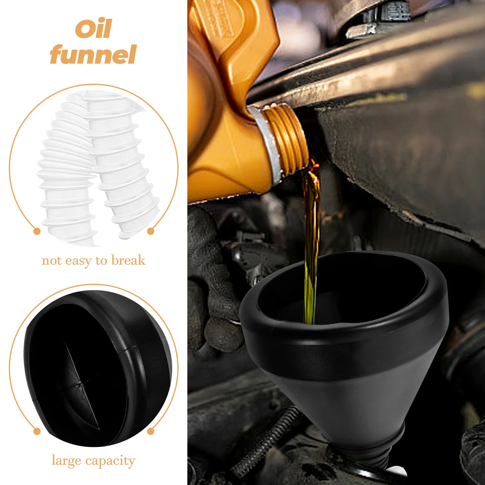 

Long Automotive Oil Funnel with Built-in Filter Heavy Duty Plastic Fuel Funnel for Car Motorcycle Transmission Fluid Change Tool