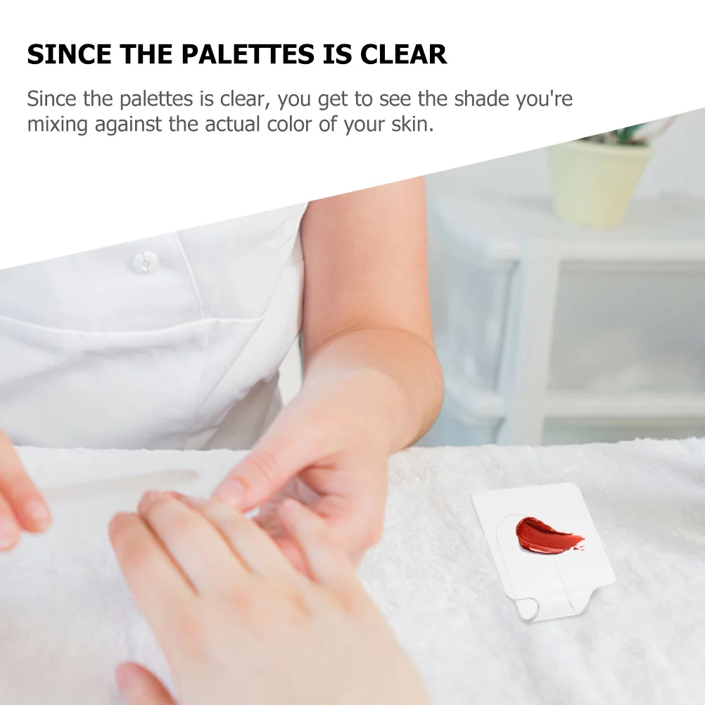 

3pcs Nail Art Color Mixing Clear Ergonomic Handheld Foundation Powder Plate Lightweight Portable Manicure Display Tool