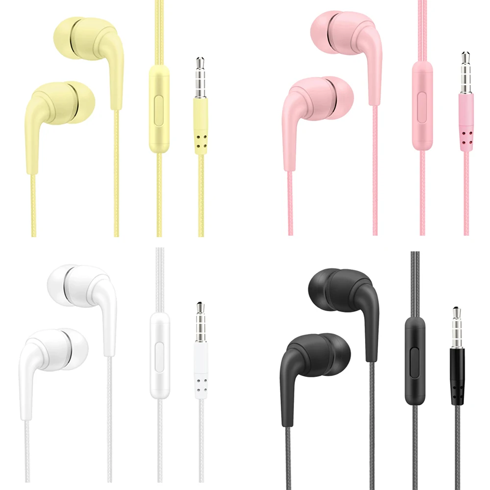 3.5mm Macaron In-ear Wired Headphone For Music Calls With Mic Gaming Earphones Business Simple Multi-color Fashion Earphones