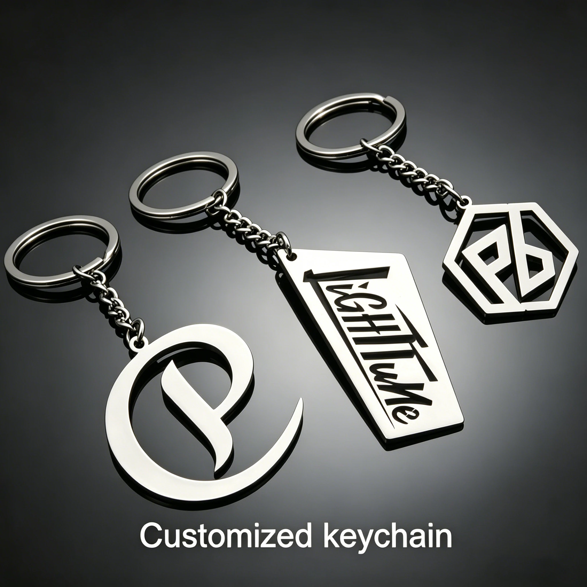 Individuell geformter Logo-Schlüsselanhänger, personalisierter Edelstahl-Anhänger, Schlüsselring, Großhandel, Metall-Abzeichen, Geschenkbox-Set für Unternehmen – Detail 4