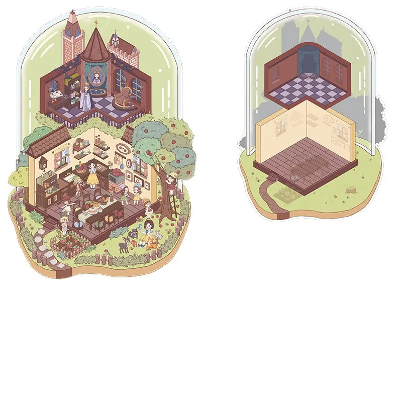 بطاقة عاشق 3 قطع [سلسلة الحكايات الخيالية] مقاومة للماء ثلاثية الأبعاد ملصقات المناظر الطبيعية الكبيرة أليس فانتسي داي سندريلا بيت اليقطين