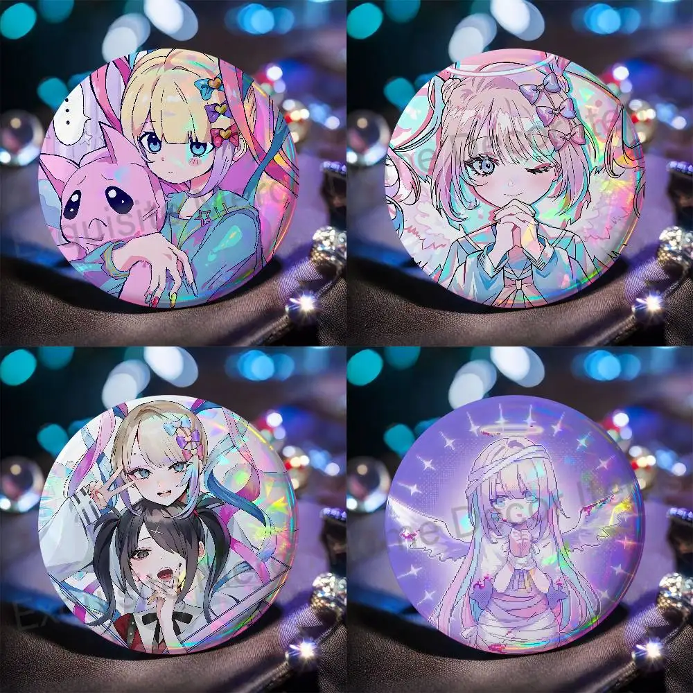 N-Needy Streamer Overload KAngel New Badge Round Brooch Tinplate Figure Icon DIY Clothing Accessories Collectible Gifts Badges