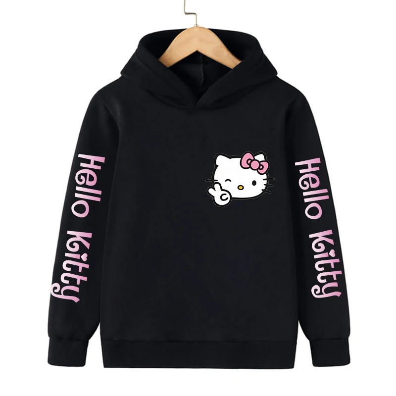 

NEW Harajuku Hoodie Hello Kitty Children's Cute Sanrio Children Sweatshirt Manga Clothes Kid Girl Boy Top Hoody Anime