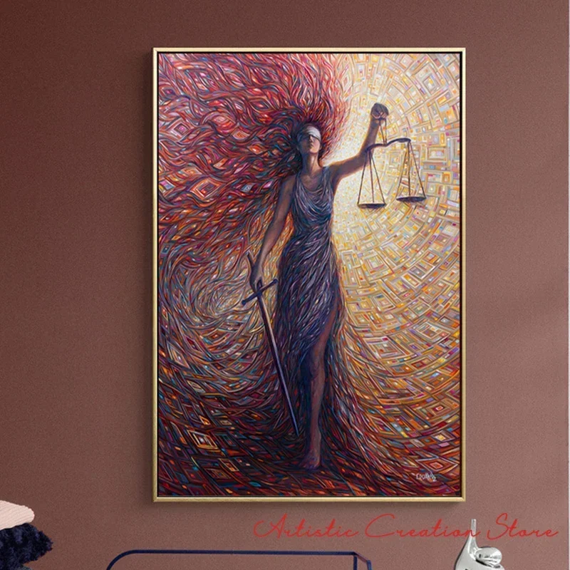 Abstract Art Goddess of Justice Lawyer Posters Canvas Painting Vintage Print Pictures Modern Living Room Law Student Gifts Decor