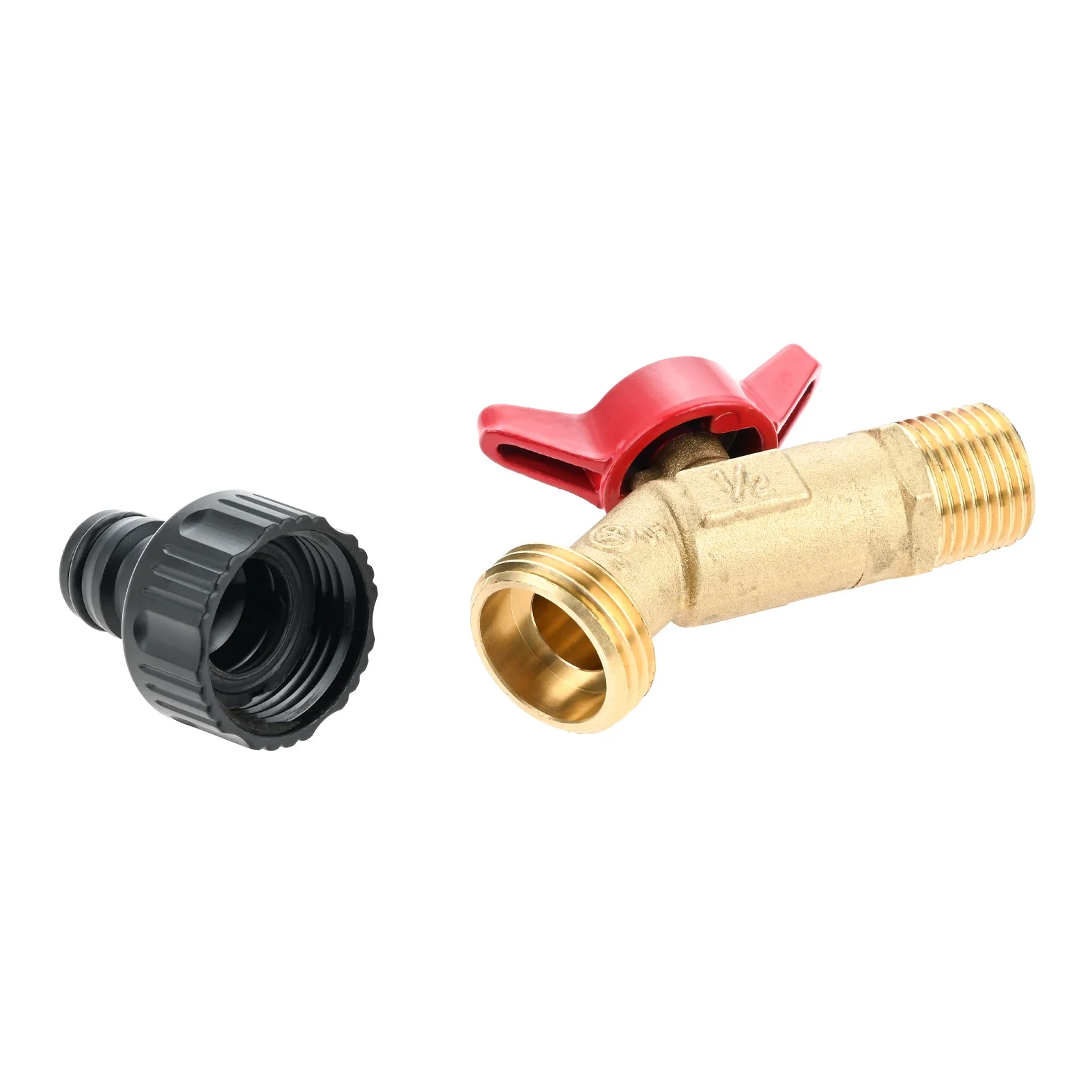 1Set IBC Tote Adapter for 275-330 Gallon Water Tank Fittings 2.44" Fine & 2.36" Coarse Thread 1/2" MNPT ×3/4" GHT Valve Faucet