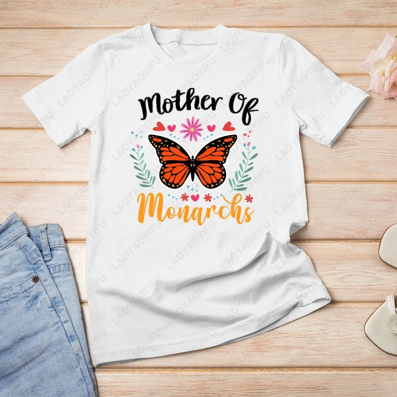 Camiseta de regalo de mariposa para el Día de la Madre de los Monarcos, camiseta informal sencilla estética Harajuku para hombres y mujeres, ropa de descanso de algodón, Tops encantadores