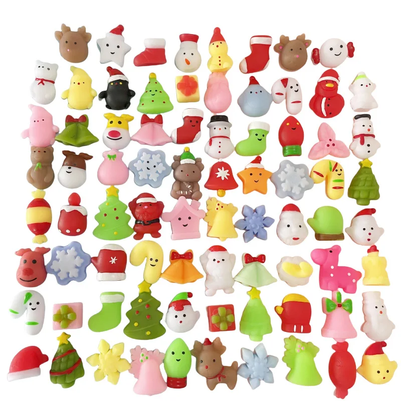 Bonhomme de neige mignon, arbre de noël, élan, flocon de neige, jouet à rebond lent, poupée de dessin animé, soulagement du Stress, pincement, cadeau pour enfants, 10 pièces