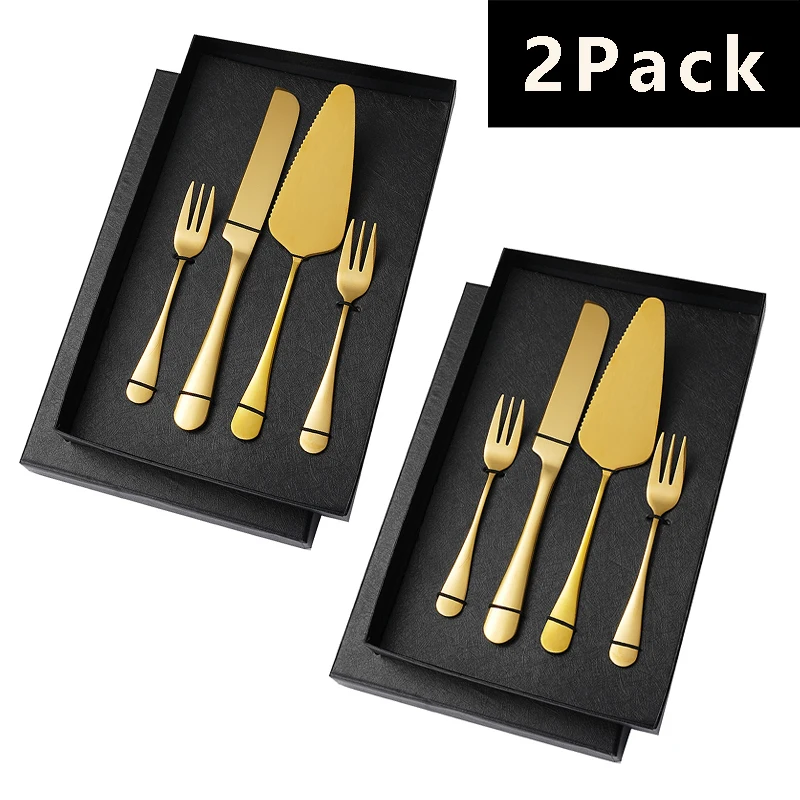 

Golden Cutlery Set Knife Fork Spoon Dinnerware Set Cake Fork Flatware Stainless Steel Silverware Party Kitchen Tableware