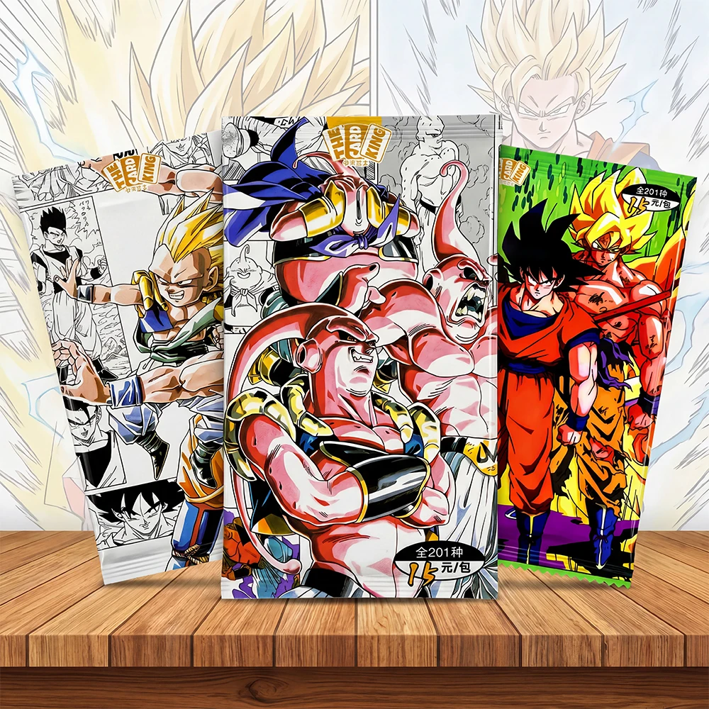 18 Pacotes/caixa, 201 Estilos, Cartas Colecionáveis Dragon Ball Z, Pacote de Reforço Majin Buu Goku, Jogo de Cartas Colecionáveis de Anime, Saco Surpresa, Cartão Flash