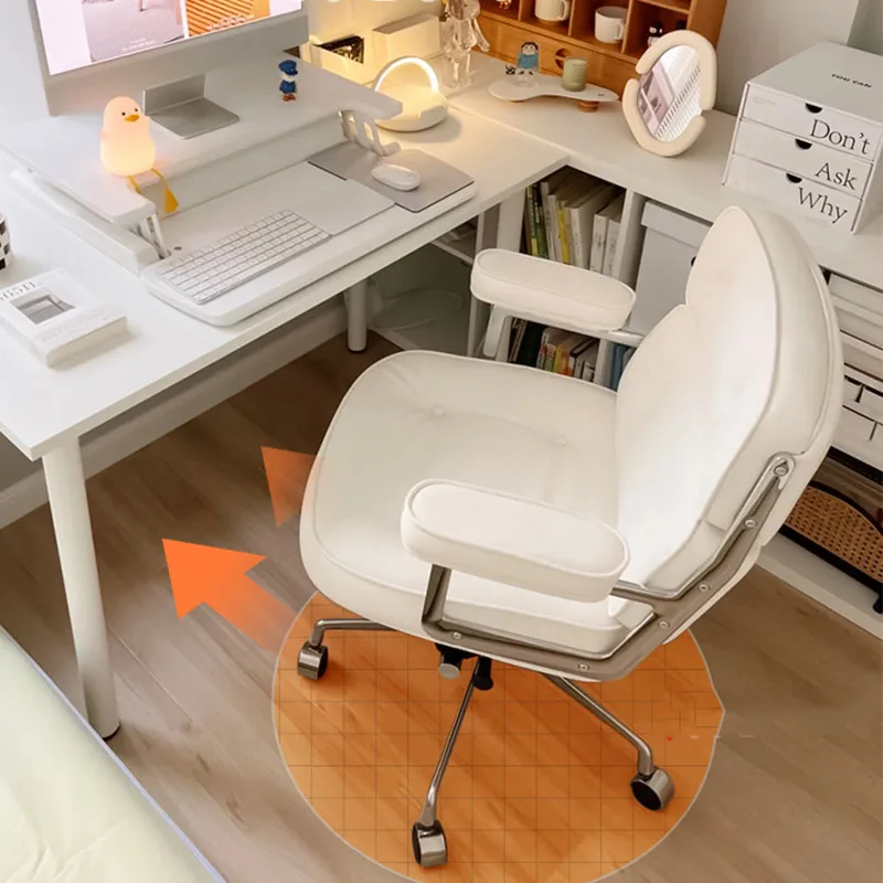 White Armpad Office Chair Fancy Universal Roller Study Computer Office Chair Modern Luxury Mobile Sedia Da Ufficio Furniture