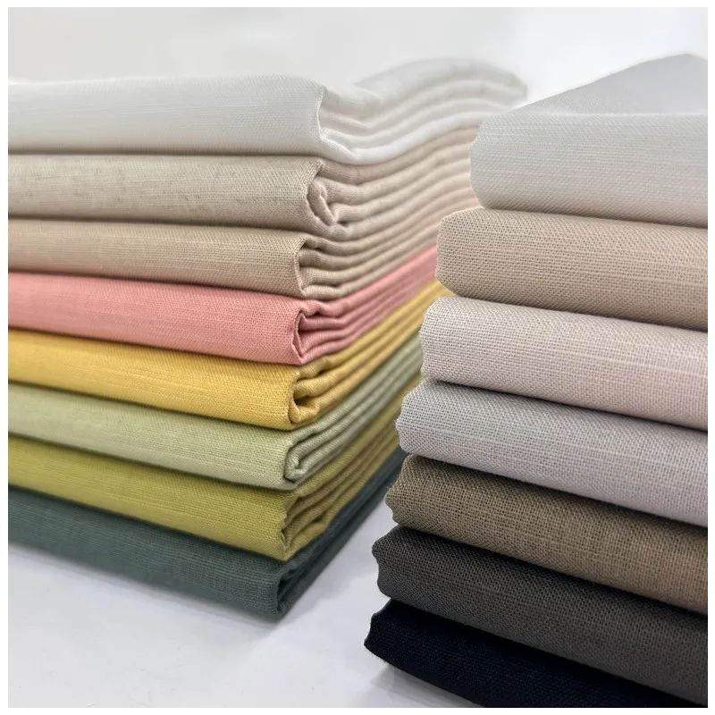 

Solid Color Cotton Linen Fabric Spring Summer Thin Breathable Skin-Friendly Clothing Fabric For Shirt Dress Pants Sewing