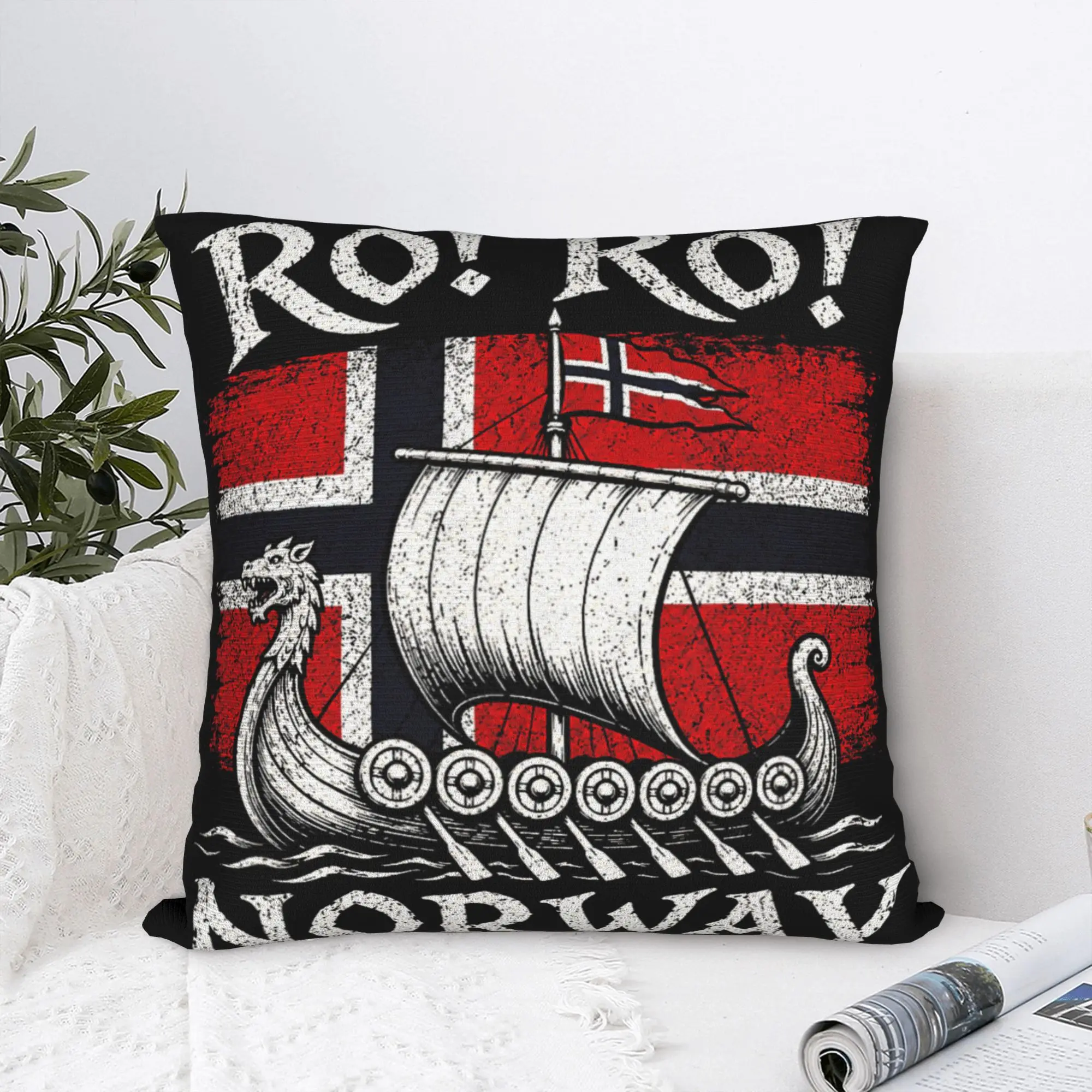 Norwegian Vikinges Ship Norway Flag Row Country Heritage Pride Pillow Case Pillow Cover Pillowcases For Chair Sofa Home Decor