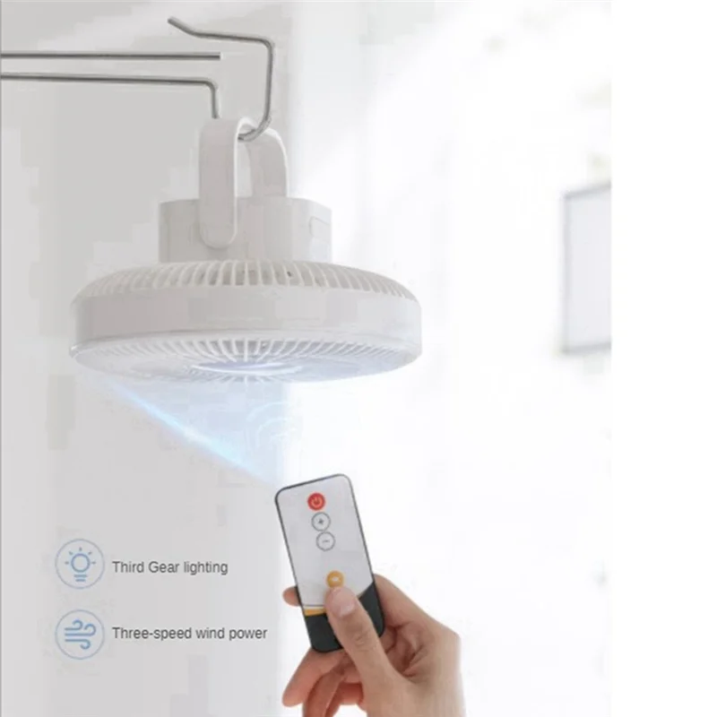 

Ceiling Fan With LED Lamp Remote Control Rechargeable USB Power Bank Ceiling Fan 3 Gear Wall Ventilador Apricot