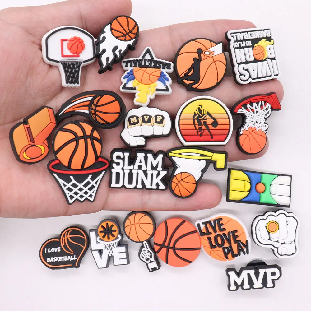 1pcs Live Love Play Basketball Whistle PVC Shoe Charms Garden Shoes Button Decorations Accessories For Clogs Pins Kid Xmas Gift