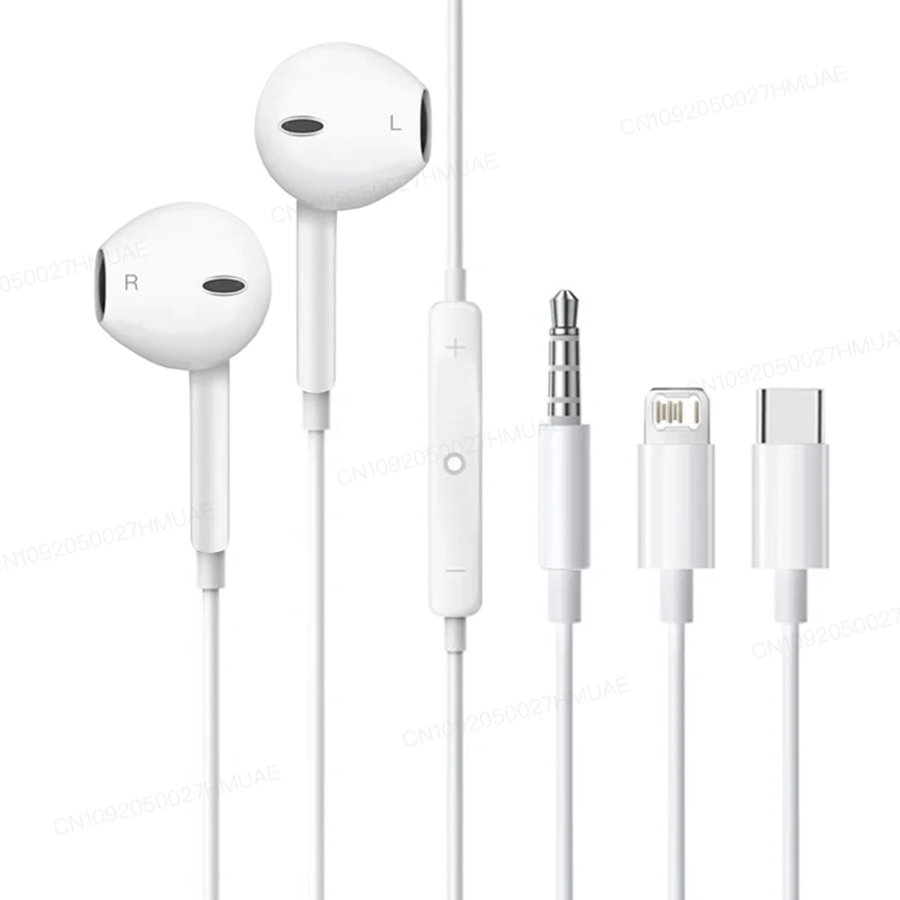 

Original Headphones For Apple iPhone 16 15 Pro Max 14 13 12 11 USB-C Lightning 3.5mm Wired Earphones X XR 7 8 Phone Accessories