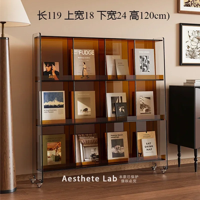 Acrylic Floor Reading Bookshelf Shelf Display Shelf Newspaper Storage Light Luxury